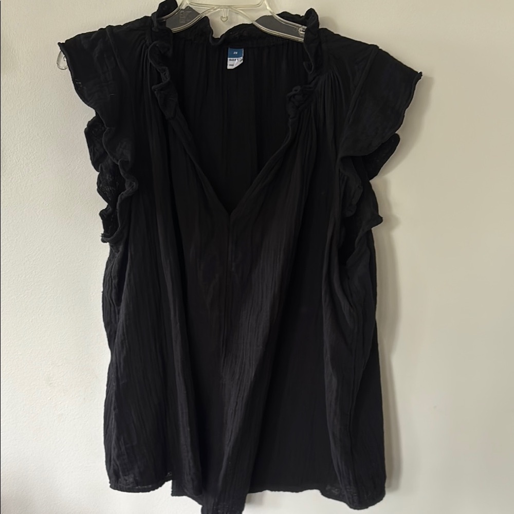 Black Ruffled Women's Top